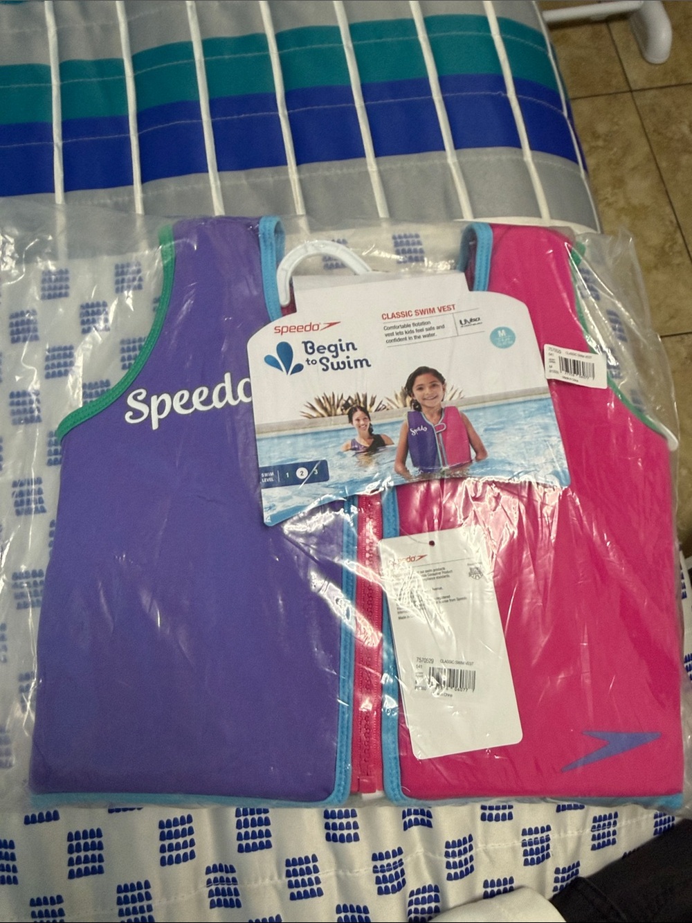 Speedo Kids Classic Swim Vest - Purple & Pink with Aqua Trim